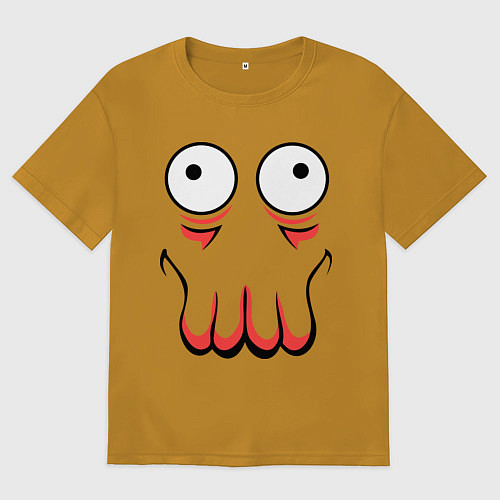 Мужская футболка оверсайз John Zoidberg Face / Горчичный – фото 1