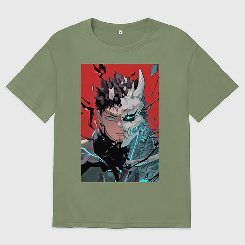 Мужская футболка оверсайз Кайдзю номер восемь Кафка Хибино силы обороны / Авокадо – фото 1