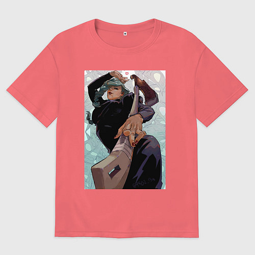 Мужская футболка оверсайз Магическая битва Маки Дзэнин / Коралловый – фото 1