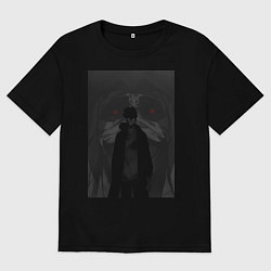 Футболка оверсайз мужская Поднятие уровня в одиночку Джину Сон статуя, цвет: черный