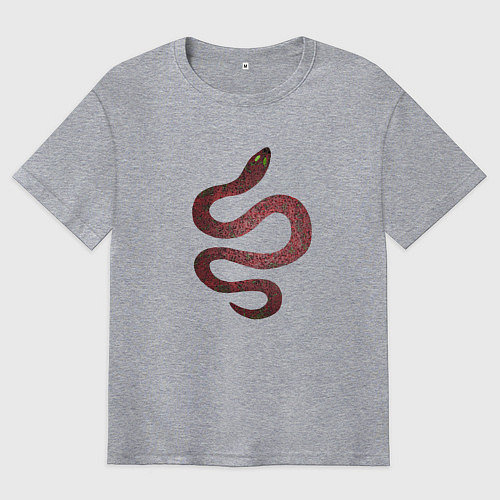 Мужская футболка оверсайз Змея красная / Меланж – фото 1