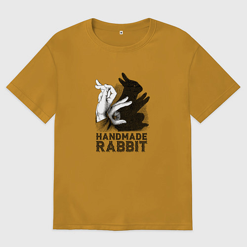 Мужская футболка оверсайз Кролик ручной работы / Горчичный – фото 1