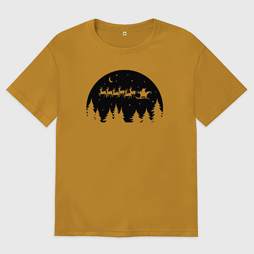 Мужская футболка оверсайз Night Santa Claus / Горчичный – фото 1