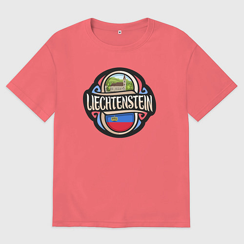 Мужская футболка оверсайз Лихтенштейн / Коралловый – фото 1