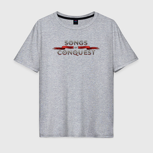 Мужская футболка оверсайз Songs of conquest logo / Меланж – фото 1