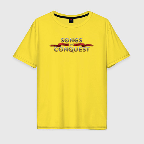 Мужская футболка оверсайз Songs of conquest logo / Желтый – фото 1