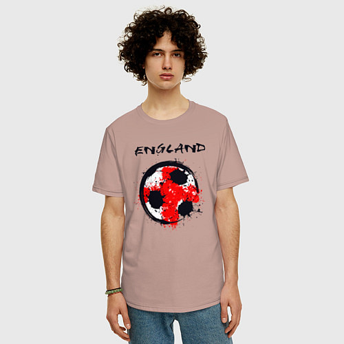 Мужская футболка оверсайз Football England / Пыльно-розовый – фото 3