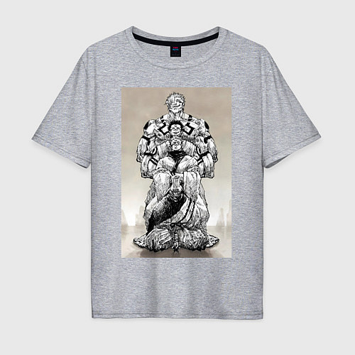 Мужская футболка оверсайз Магическая битва Сукуна Рёмэн истиный облик / Меланж – фото 1