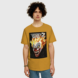 Футболка оверсайз мужская Twisted metal 2 - clown head, цвет: горчичный — фото 2