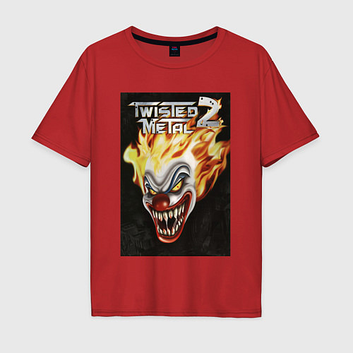 Мужская футболка оверсайз Twisted metal 2 - clown head / Красный – фото 1