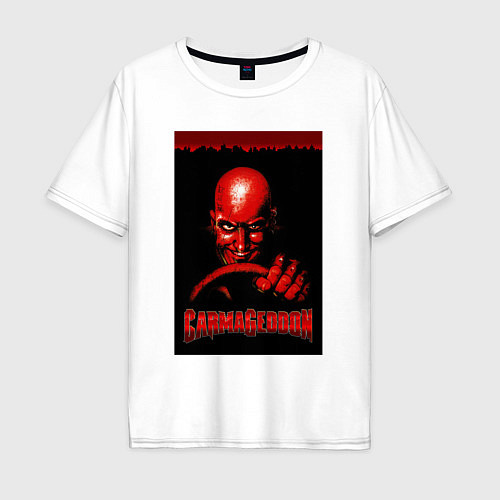 Мужская футболка оверсайз Carmageddon driver retro / Белый – фото 1