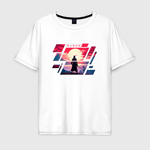 Мужская футболка оверсайз Самурай - восход / Белый – фото 1