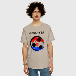 Футболка оверсайз мужская Сборная - Хорватия, цвет: миндальный — фото 2