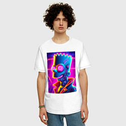 Футболка оверсайз мужская Биоробот Барт - неоновое свечение, цвет: белый — фото 2