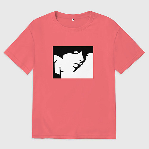 Мужская футболка оверсайз Застенчивая незнакомка / Коралловый – фото 1