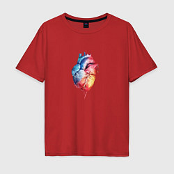 Футболка оверсайз мужская Краски сердца, цвет: красный