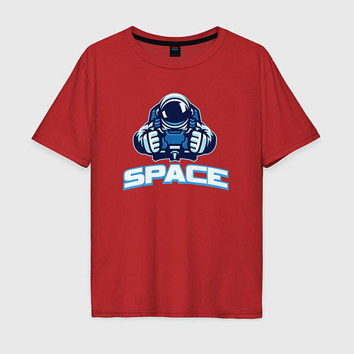 Мужская футболка оверсайз Space man / Красный – фото 1