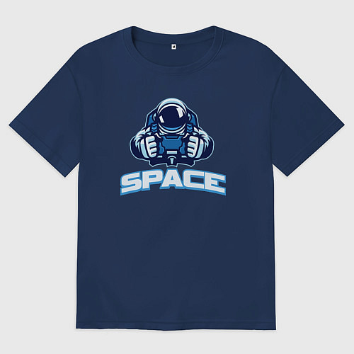 Мужская футболка оверсайз Space man / Тёмно-синий – фото 1