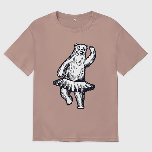 Мужская футболка оверсайз Мишка балерина / Пыльно-розовый – фото 1