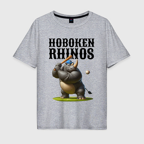 Мужская футболка оверсайз Rhino - cool batter / Меланж – фото 1