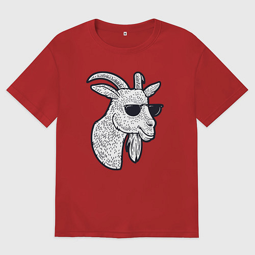 Мужская футболка оверсайз Козлик в очках / Красный – фото 1