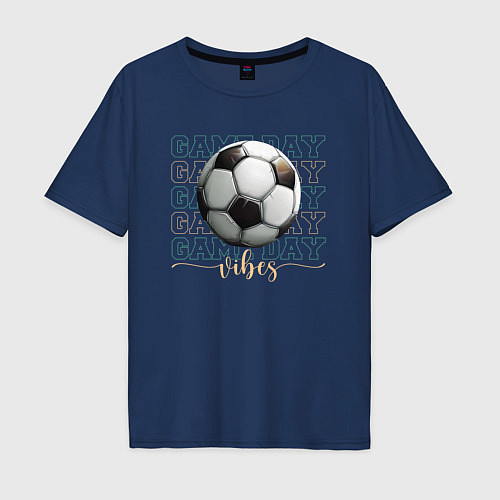 Мужская футболка оверсайз Игра с мячом - vibes / Тёмно-синий – фото 1