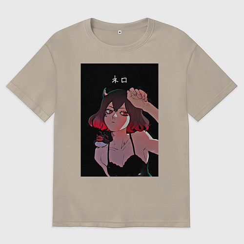 Мужская футболка оверсайз Чёрный клевер неро / Миндальный – фото 1