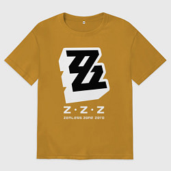 Футболка оверсайз мужская Zenless zone zero лого, цвет: горчичный