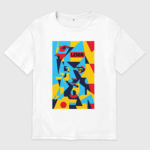 Мужская футболка оверсайз Владимир Ленин - кубизм / Белый – фото 1