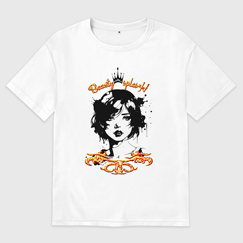 Мужская футболка оверсайз Девушка сплэш - золотистый / Белый – фото 1