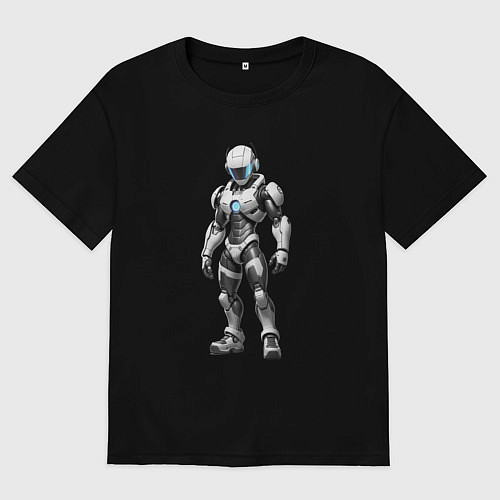 Мужская футболка оверсайз Робот кибергеймер / Черный – фото 1