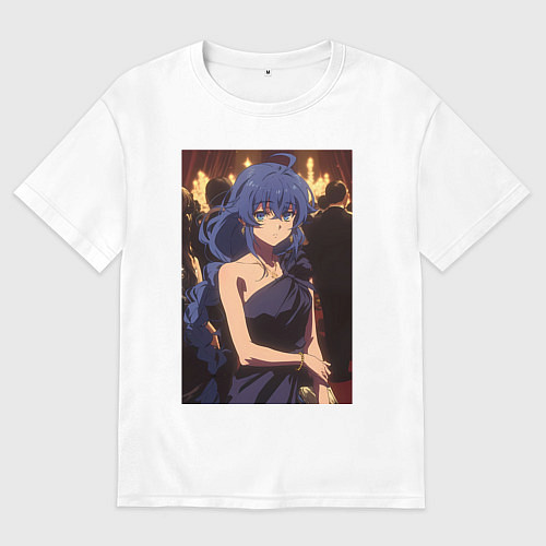 Мужская футболка оверсайз Реинкарнация безработного Рокси Мигурдия в платье / Белый – фото 1