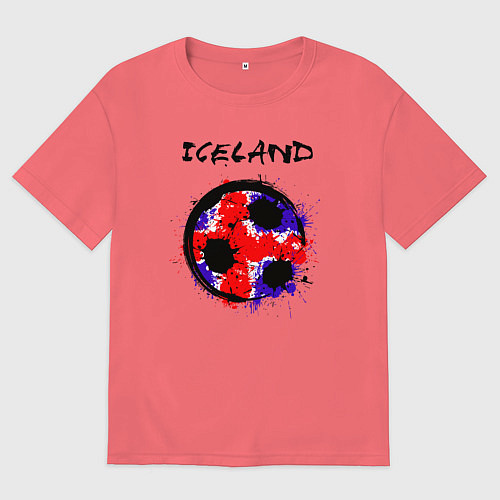 Мужская футболка оверсайз Сборная Исландии / Коралловый – фото 1