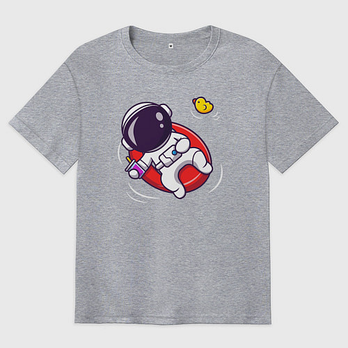 Мужская футболка оверсайз Космонавт в бассейне / Меланж – фото 1