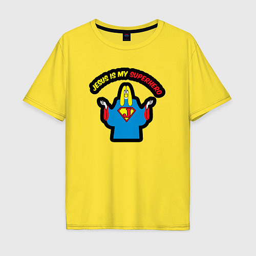 Мужская футболка оверсайз Иисус мой супергерой / Желтый – фото 1