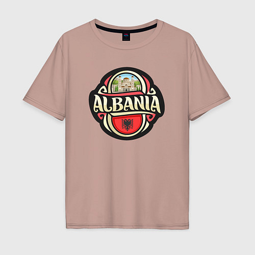 Мужская футболка оверсайз Албания / Пыльно-розовый – фото 1