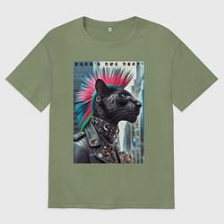 Футболка оверсайз мужская Dude panther - punks not dead, цвет: авокадо