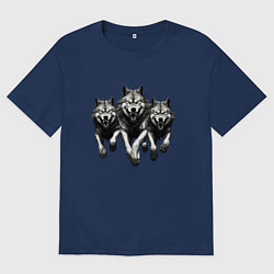 Мужская футболка оверсайз Бегущие волки