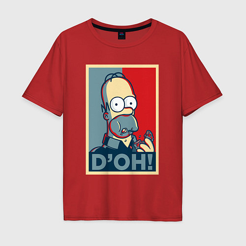 Мужская футболка оверсайз Homer with donut / Красный – фото 1