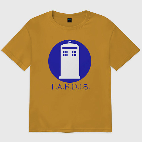 Мужская футболка оверсайз Blue tardis / Горчичный – фото 1