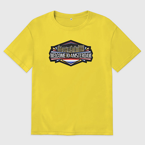 Мужская футболка оверсайз Добро пожаловать в Амстердам / Желтый – фото 1