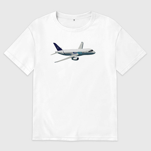 Мужская футболка оверсайз Опытный самолет SJ-100 ВС 95005 / Белый – фото 1