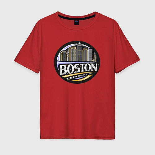 Мужская футболка оверсайз Boston - USA / Красный – фото 1