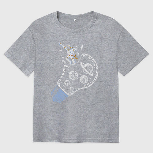 Мужская футболка оверсайз Космос в лампочке / Меланж – фото 1