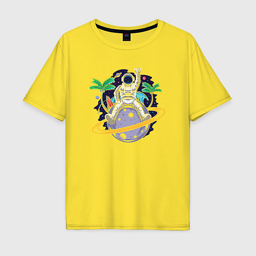 Мужская футболка оверсайз Space summer / Желтый – фото 1