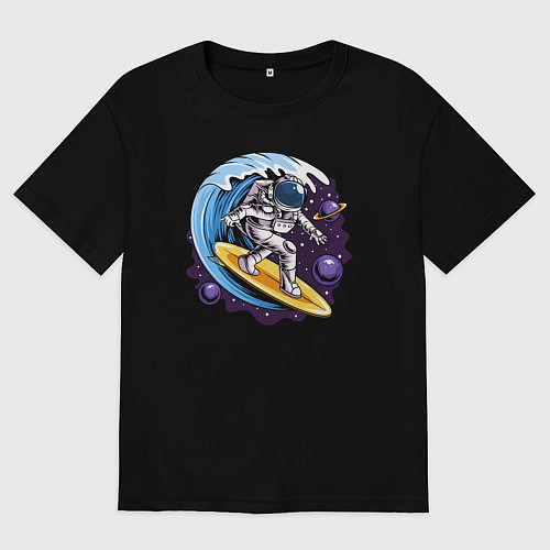 Мужская футболка оверсайз Space surfing / Черный – фото 1
