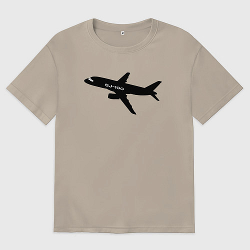 Мужская футболка оверсайз Superjet-100 черный / Миндальный – фото 1