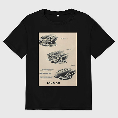 Мужская футболка оверсайз Автомобиль Jaguar / Черный – фото 1