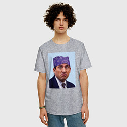 Футболка оверсайз мужская Michael Scott - Prison mike the office meme, цвет: меланж — фото 2