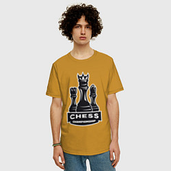 Футболка оверсайз мужская Шахматный чемпионат, цвет: горчичный — фото 2